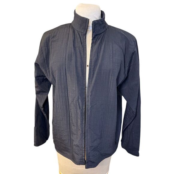 Eileen Fisher Full Zip Jacket Black Stand Up Collar Sz. M Packable Lightweight - Picture 2 of 10